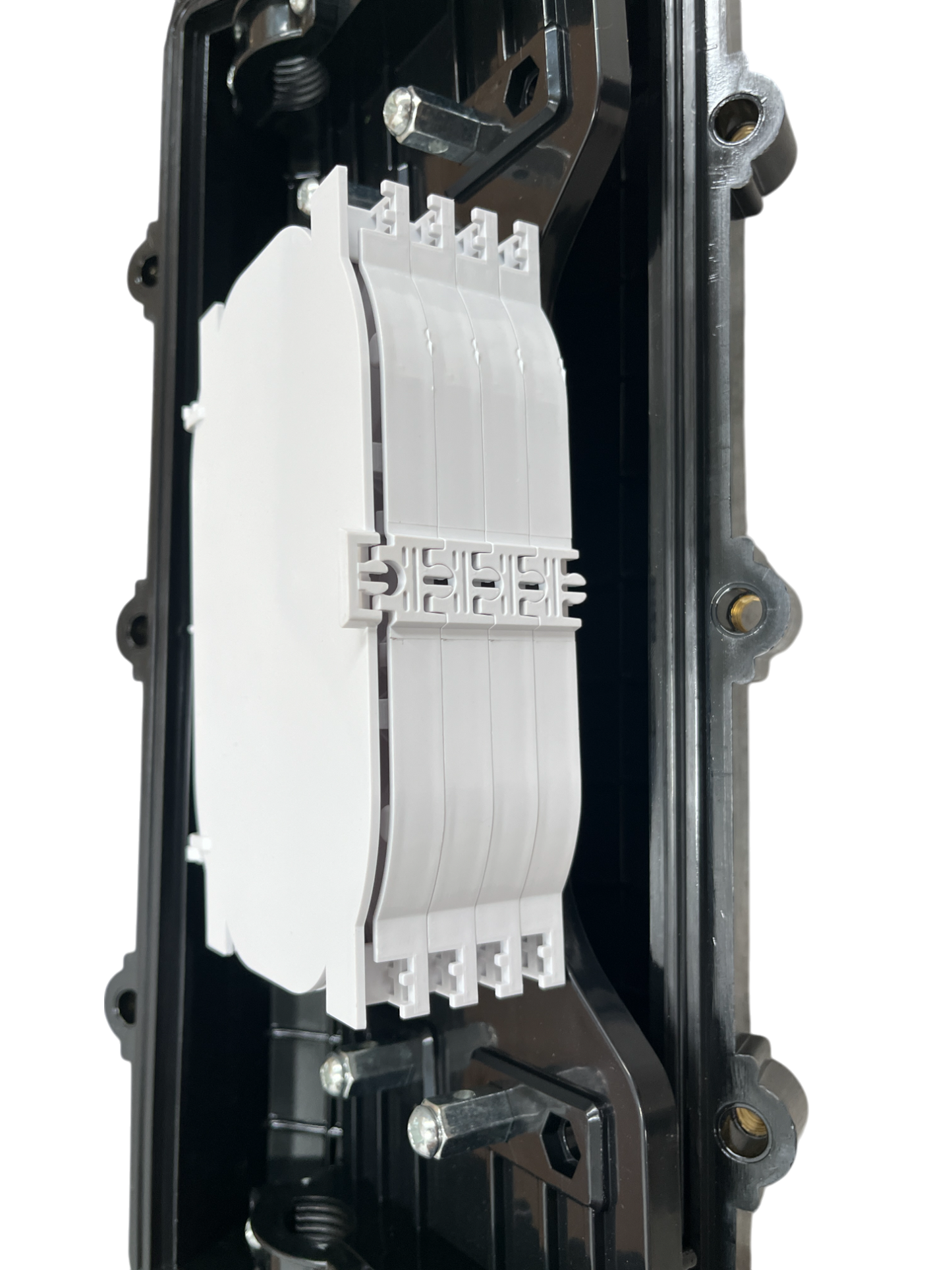 Caja de Distribución de Fibra Óptica Horizontal hasta 96 empalmes Exterior IP68 2 puertos de entrada y salida